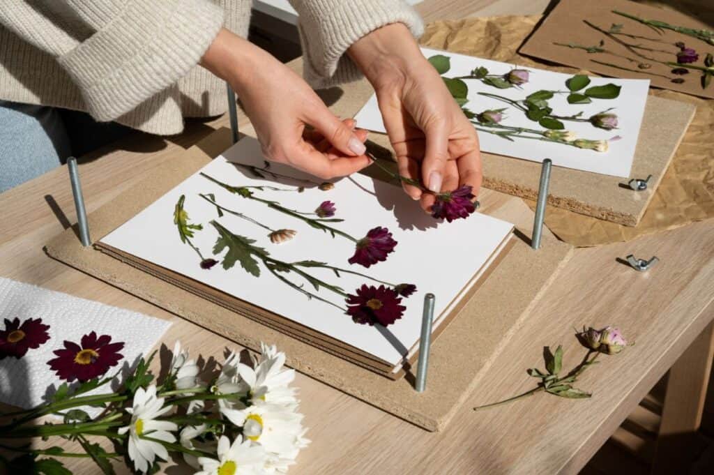 DIY pressing flowers.